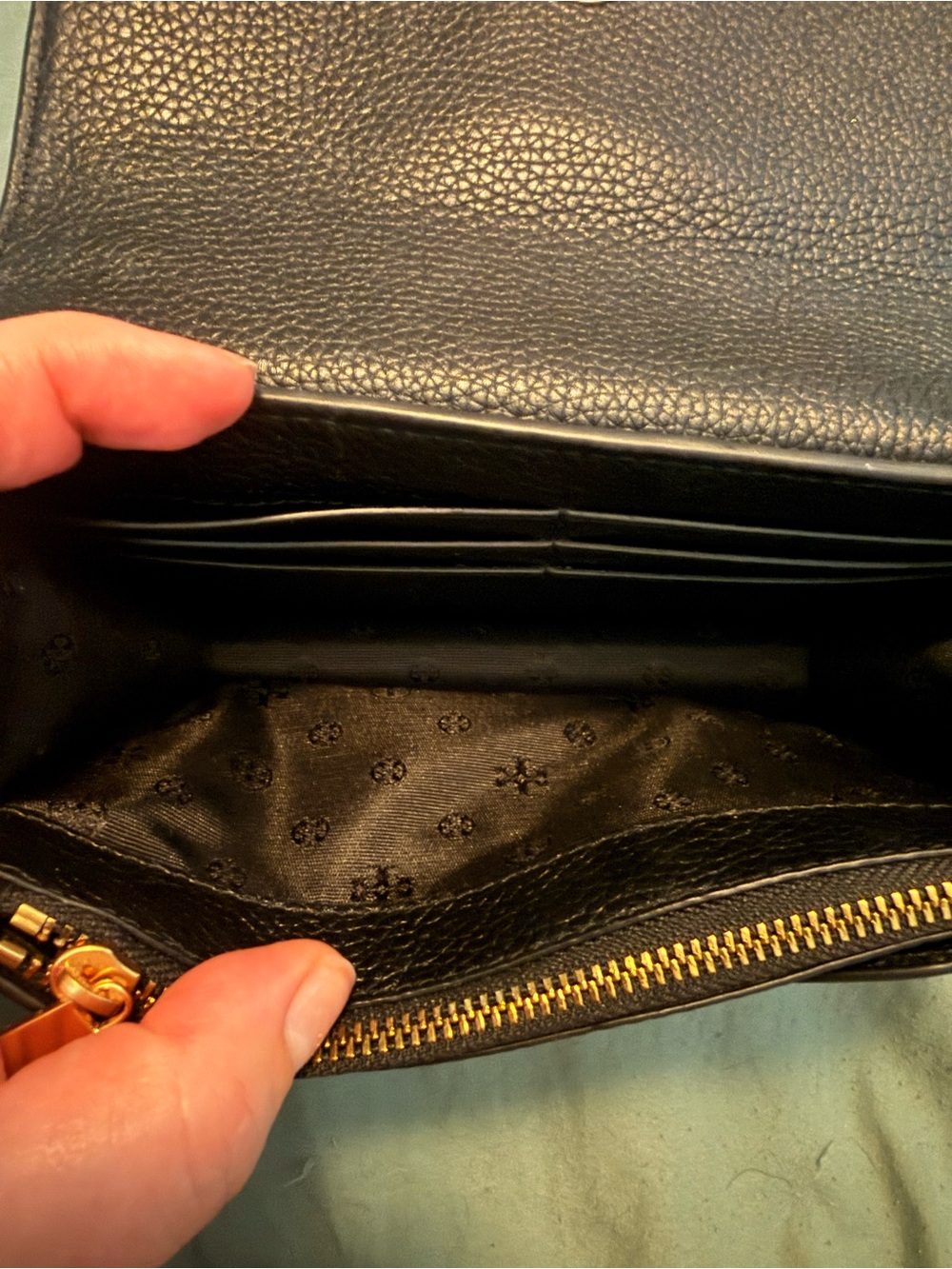 Tory Burch Black Leather Crossbody with Gold Logo and Chain - Picture 5 of 11
